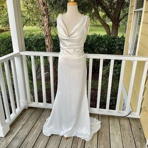 Celeb White Wedding Formal Dress with Drape Back | NWT